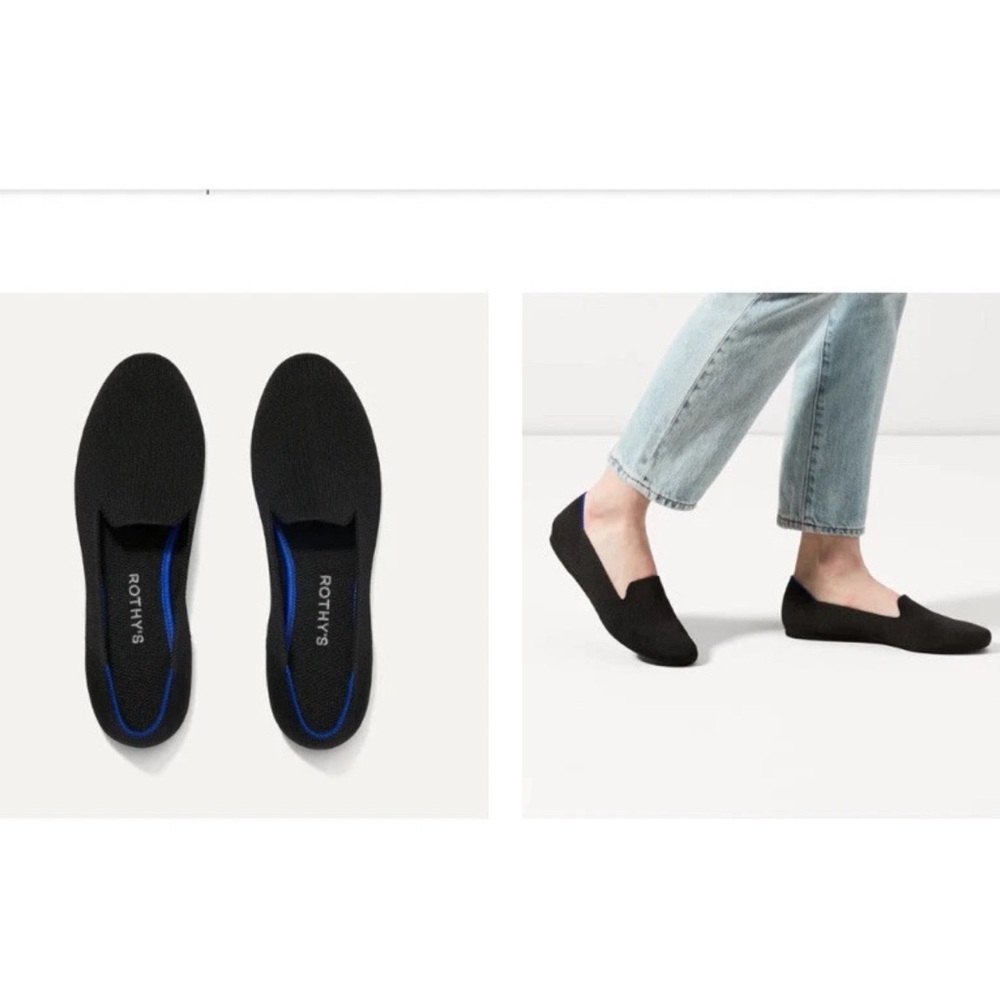 Rothy's Black Loafers with Blue Accent
